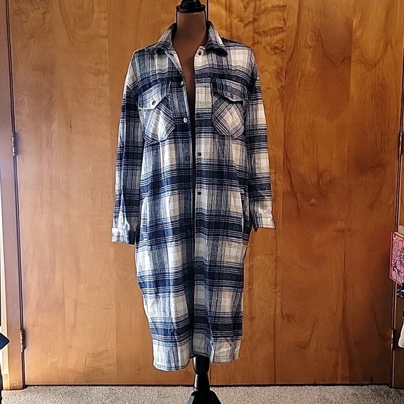 Blue Plaid Shacket (medium) - Picture 2 of 8